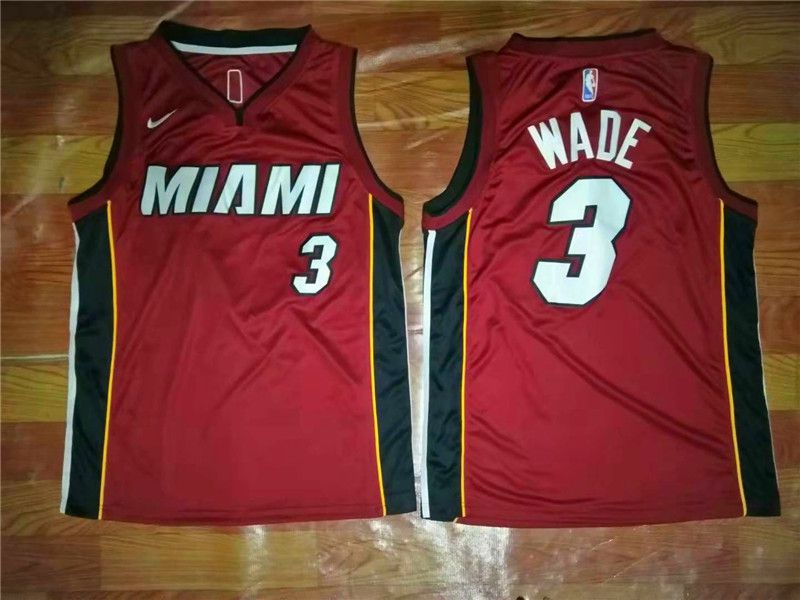 Men Miami Heat 3 Wade Red Game Nike NBA Jerseys